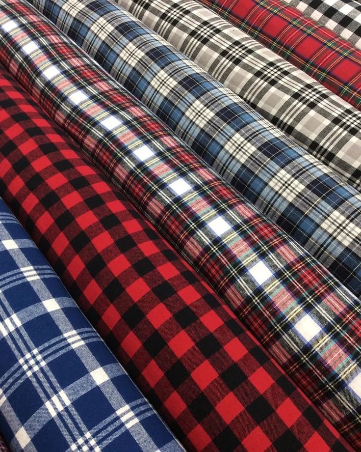 folded plaid fabrics